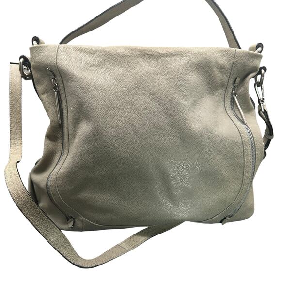 Elliott Lucca Gray Leather Slouchy Hobo Shoulder Bag Crossbody Large - Picture 5 of 15